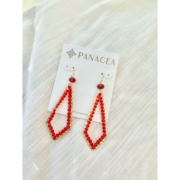 No Brand Jewelry - Panacea red beaded dangle boho earrings
